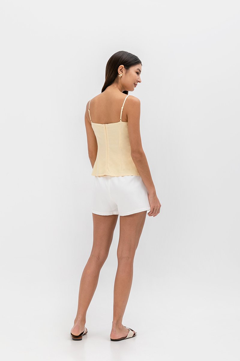 YASMINE RUCHED CAMI LINEN TOP