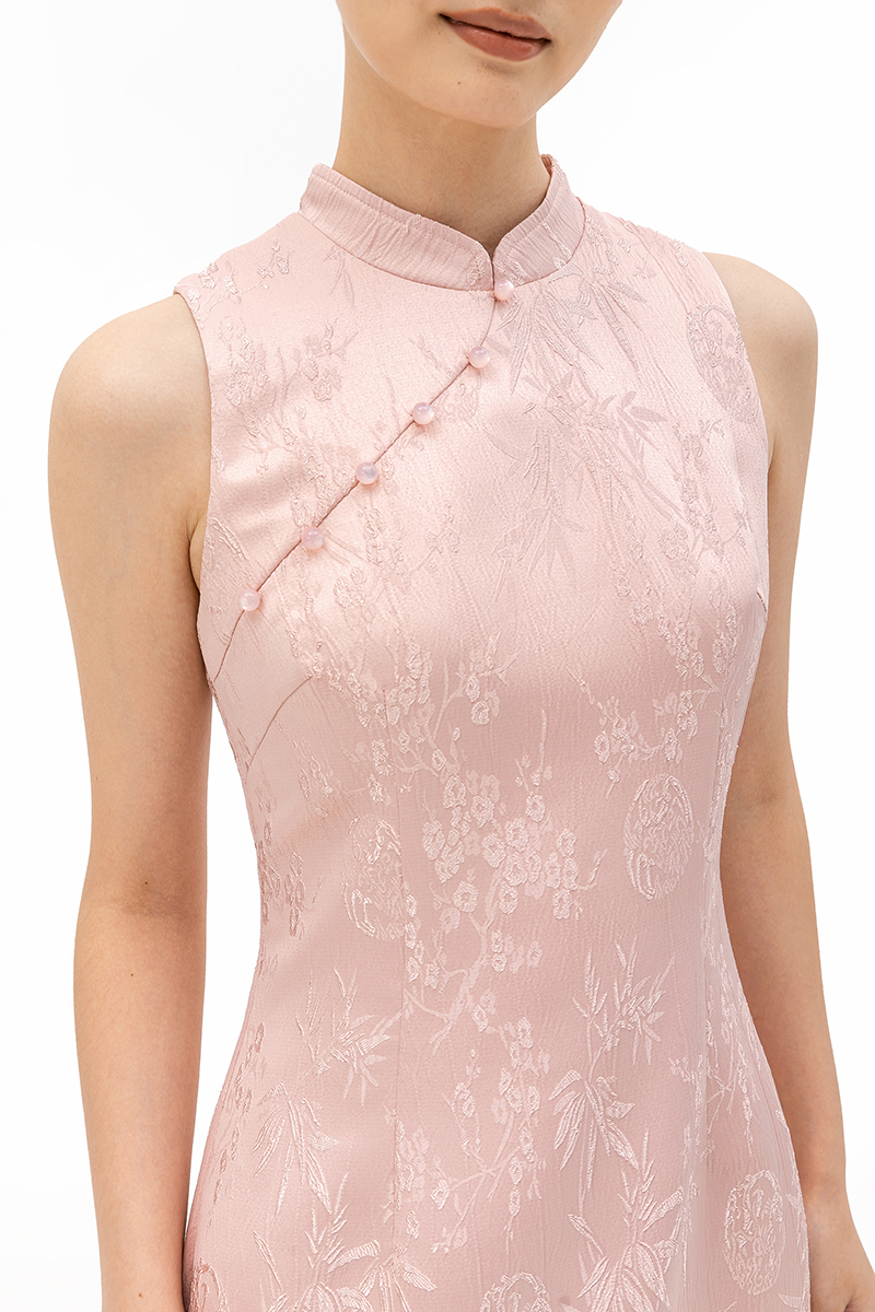 CRISSY EMBOSSED JACQUARD CHEONGSAM DRESS