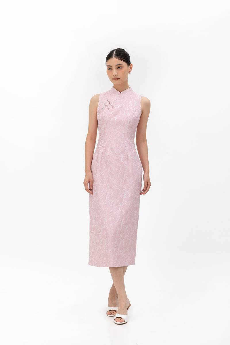 LUCINDA FLORAL JACQUARD CHEONGSAM DRESS