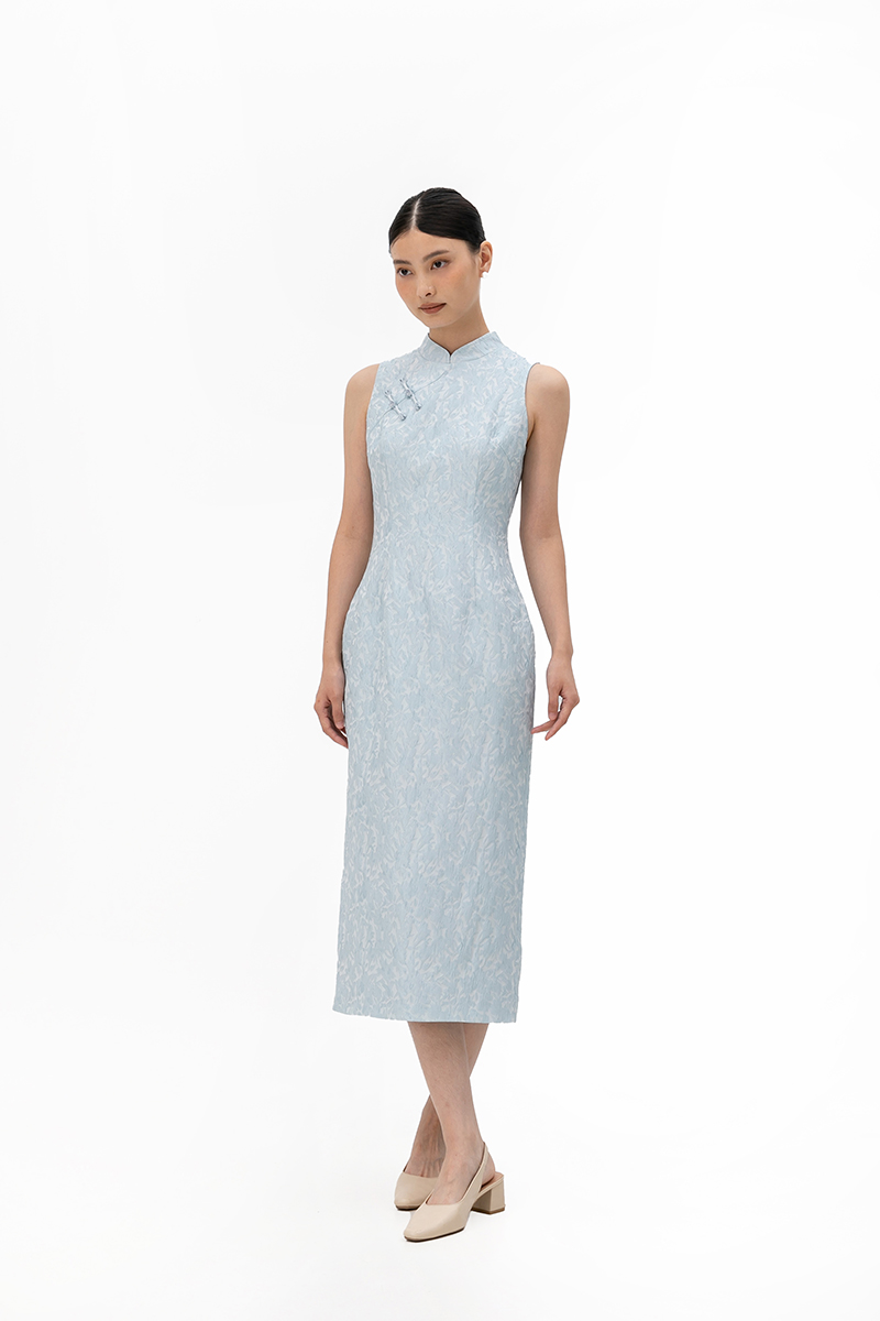 LUCINDA FLORAL JACQUARD CHEONGSAM DRESS