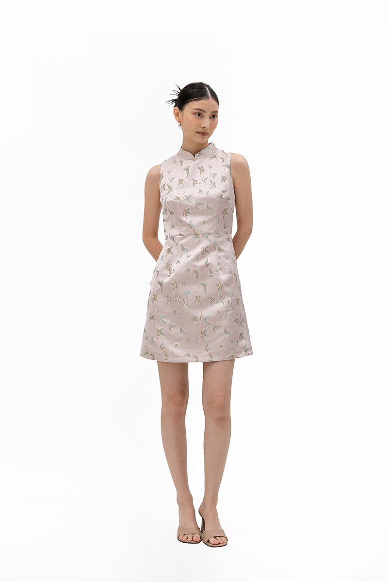 PAPILLON JACQUARD CHEONGSAM DRESS