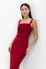 JOHANNA RUCHED BODYCON MIDI DRESS