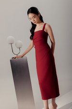 JOHANNA RUCHED BODYCON MIDI DRESS