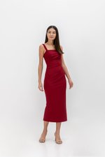 JOHANNA RUCHED BODYCON MIDI DRESS