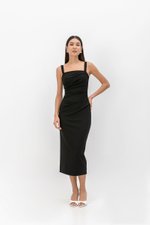 JOHANNA RUCHED BODYCON MIDI DRESS