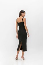 JOHANNA RUCHED BODYCON MIDI DRESS
