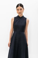 SADIE TEXTURED FIT AND FLARE CHEONGSAM DRESS SADIE TEXTURED FIT AND FLARE CHEONGSAM DRESS