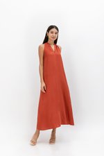 RYLENE LINEN HALTER TRAPEZE DRESS W SASH RYLENE LINEN HALTER TRAPEZE DRESS W SASH