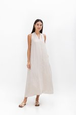 RYLENE LINEN HALTER TRAPEZE DRESS W SASH RYLENE LINEN HALTER TRAPEZE DRESS W SASH