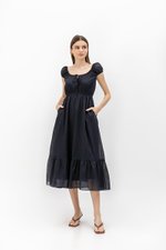 FAYE TIERED LINEN MIDI DRESS