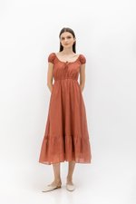 FAYE TIERED LINEN MIDI DRESS