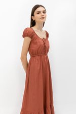FAYE TIERED LINEN MIDI DRESS