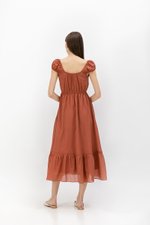 FAYE TIERED LINEN MIDI DRESS