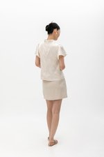 MYOKO FLORAL SATIN FLUTTER SLEEVE CHEONGSAM TOP