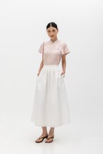 MYOKO FLORAL SATIN FLUTTER SLEEVE CHEONGSAM TOP