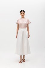 MYOKO FLORAL SATIN FLUTTER SLEEVE CHEONGSAM TOP