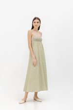 KRISSA PRINT SMOCKED CAMI MIDI DRESS KRISSA PRINT SMOCKED CAMI MIDI DRESS