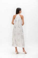 SHIORI FLORAL PRINTED TRAPEZE SATIN DRESS W SASH SHIORI FLORAL PRINTED TRAPEZE SATIN DRESS W SASH