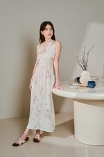 SHIORI FLORAL PRINTED TRAPEZE SATIN DRESS W SASH SHIORI FLORAL PRINTED TRAPEZE SATIN DRESS W SASH
