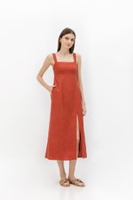 MARINA THICK STRAP LINEN MIDI DRESS MARINA THICK STRAP LINEN MIDI DRESS