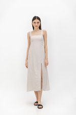 MARINA THICK STRAP LINEN MIDI DRESS MARINA THICK STRAP LINEN MIDI DRESS