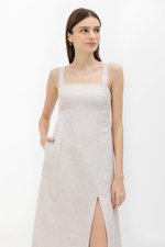 MARINA THICK STRAP LINEN MIDI DRESS MARINA THICK STRAP LINEN MIDI DRESS