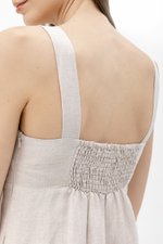 MARINA THICK STRAP LINEN MIDI DRESS MARINA THICK STRAP LINEN MIDI DRESS