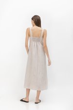 MARINA THICK STRAP LINEN MIDI DRESS MARINA THICK STRAP LINEN MIDI DRESS