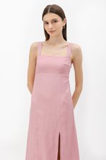 MARINA THICK STRAP LINEN MIDI DRESS MARINA THICK STRAP LINEN MIDI DRESS