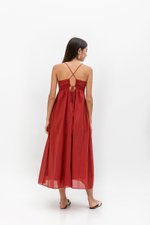 TAYLA RUCHED TIE BACK LINEN DRESS TAYLA RUCHED TIE BACK LINEN DRESS