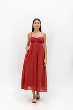 TAYLA RUCHED TIE BACK LINEN DRESS TAYLA RUCHED TIE BACK LINEN DRESS