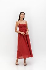 TAYLA RUCHED TIE BACK LINEN DRESS TAYLA RUCHED TIE BACK LINEN DRESS