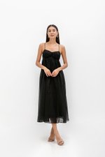 TAYLA RUCHED TIE BACK LINEN DRESS TAYLA RUCHED TIE BACK LINEN DRESS