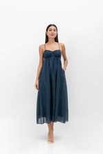 TAYLA RUCHED TIE BACK LINEN DRESS TAYLA RUCHED TIE BACK LINEN DRESS