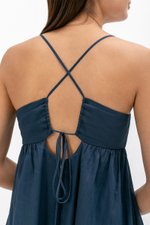 TAYLA RUCHED TIE BACK LINEN DRESS TAYLA RUCHED TIE BACK LINEN DRESS