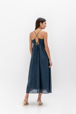 TAYLA RUCHED TIE BACK LINEN DRESS TAYLA RUCHED TIE BACK LINEN DRESS