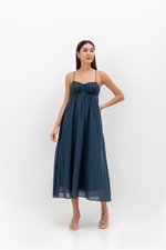 TAYLA RUCHED TIE BACK LINEN DRESS TAYLA RUCHED TIE BACK LINEN DRESS