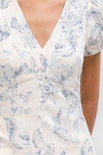 LEYLA FLORAL PRINTED PUFF SLEEVE MIDI DRESS