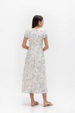 LEYLA FLORAL PRINTED PUFF SLEEVE MIDI DRESS