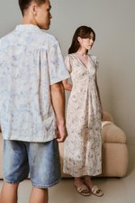 LEYLA FLORAL PRINTED PUFF SLEEVE MIDI DRESS