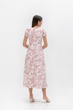LEYLA FLORAL PRINTED PUFF SLEEVE MIDI DRESS