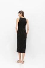 SAVINA ASYMMETRIC SHEATH MIDI DRESS