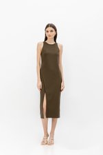 SAVINA ASYMMETRIC SHEATH MIDI DRESS