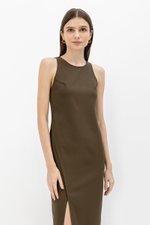 SAVINA ASYMMETRIC SHEATH MIDI DRESS
