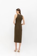 SAVINA ASYMMETRIC SHEATH MIDI DRESS