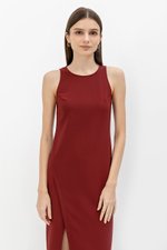 SAVINA ASYMMETRIC SHEATH MIDI DRESS