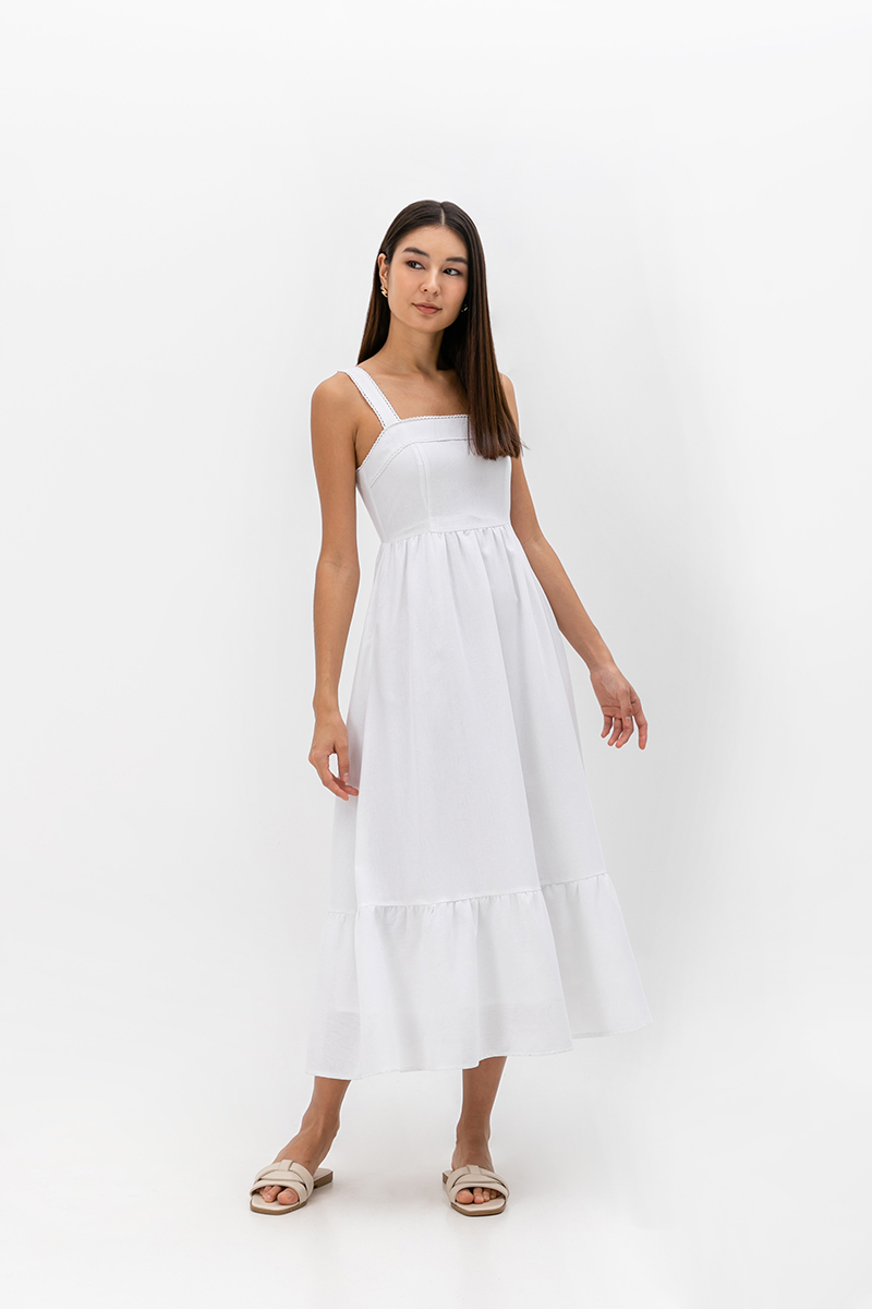 ODETTE LACE TRIM MIDI DRESS