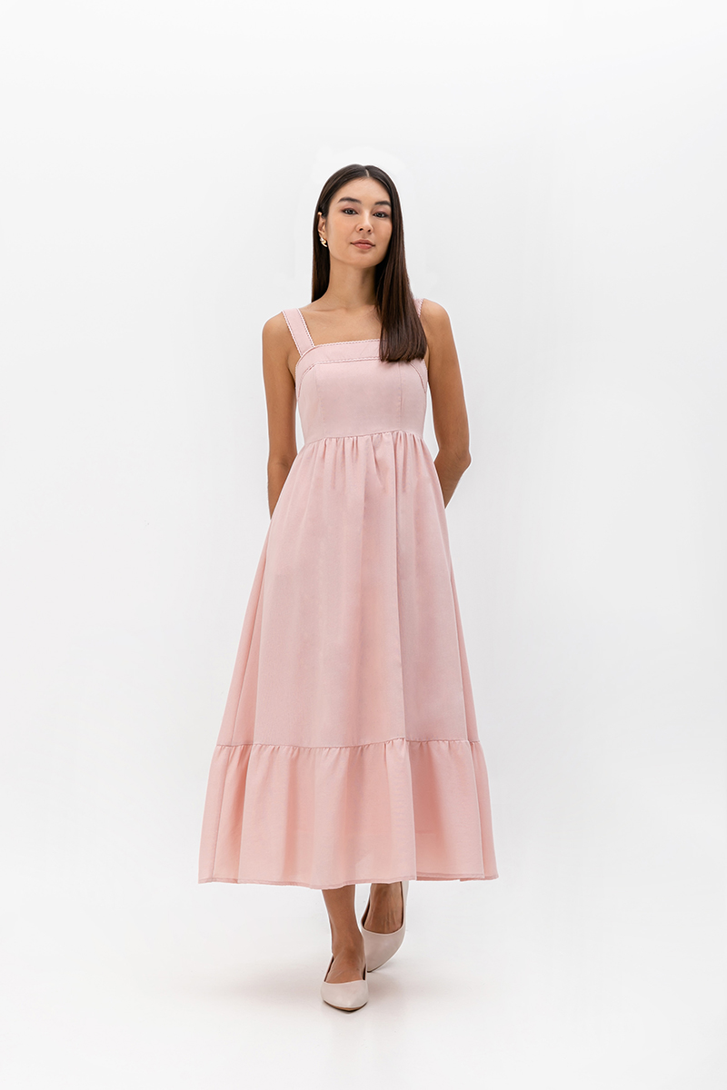 ODETTE LACE TRIM MIDI DRESS