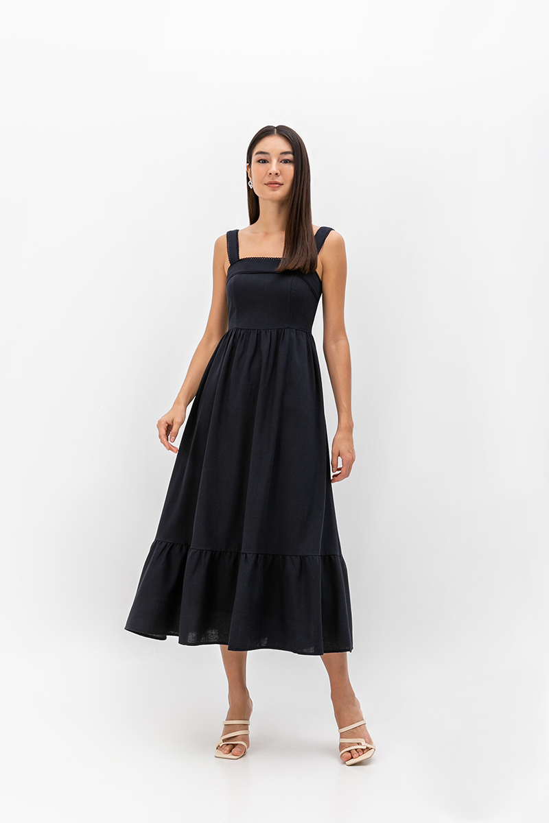 ODETTE LACE TRIM MIDI DRESS