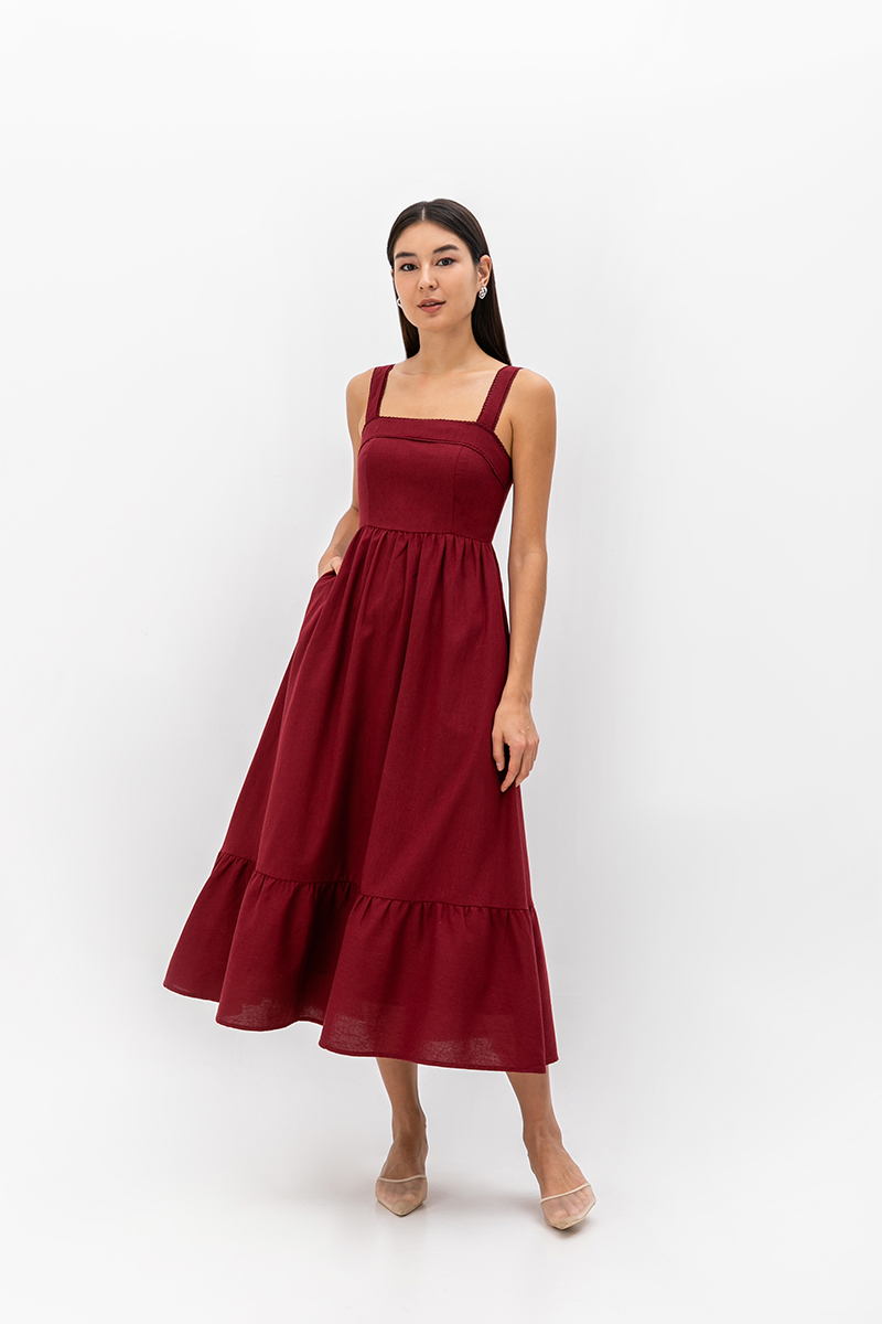 ODETTE LACE TRIM MIDI DRESS